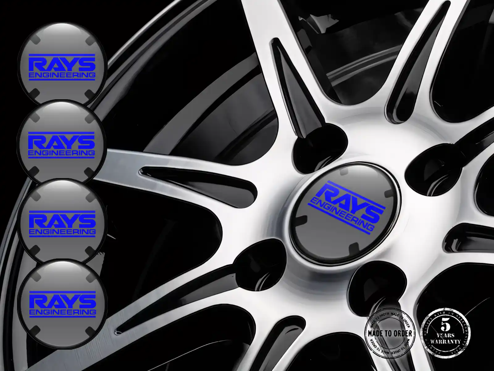 Rays Felgensticker für Autos Gewölbtes Emblem-Design